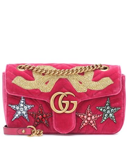 Aquazzura Gg Marmont Velvet Shoulder Bag