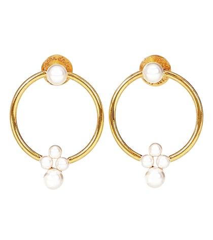 Oscar De La Renta Faux Pearl Hoop Earrings