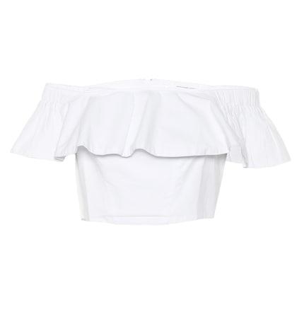 Alexandra Miro Selma Ruffled Cotton Crop Top