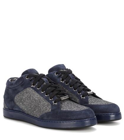 Jimmy Choo Miami Suede And Glitter Sneakers