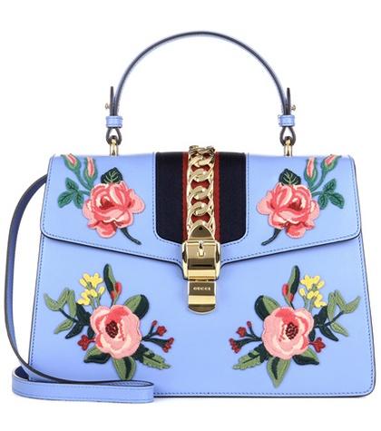 Gucci Sylvie Embroidered Leather Bag