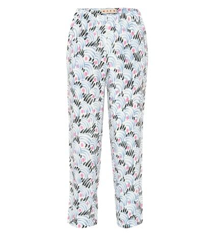 Marni Printed Straight Crêpe Pants