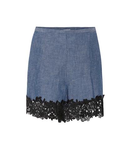 See By Chlo Lace-trimmed Chambray Shorts