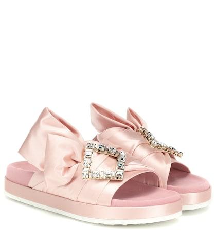 Roger Vivier Embellished Satin Slides