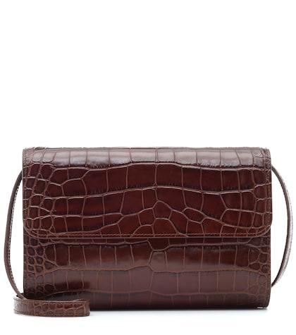 By Far Crossover Croc-effect Leather Shoulder Bag