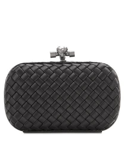 Bottega Veneta Knot Snakeskin-trimmed Satin Box Clutch
