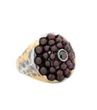 Bottega Veneta Sterling Silver And 24kt Gold Ring With Cubic Zirconia And Garnet
