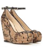 Jimmy Choo Pacific 120 Lace And Cork Wedge Sandals