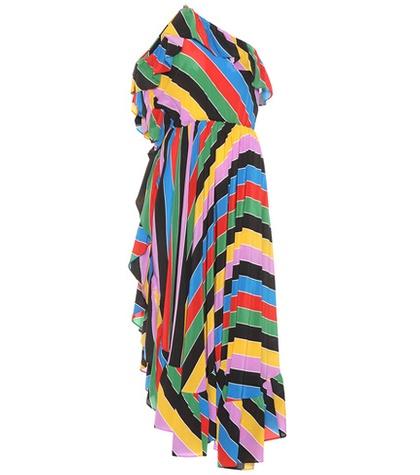 Philosophy Di Lorenzo Serafini Striped Silk One-shoulder Dress