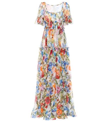 Roger Vivier Floral-printed Silk Dress