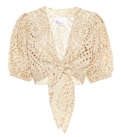 Lisa Marie Fernandez Cropped Eyelet Cotton Top