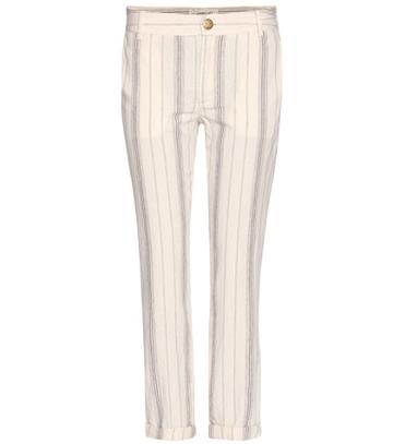 Current/elliott The Buddy Linen And Cotton Cropped Trousers