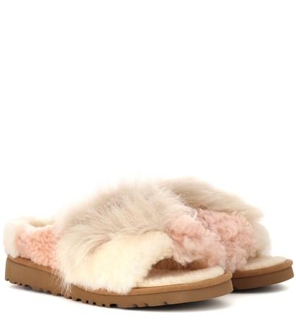 Prada Patchwork Fluff Shearling Slippers