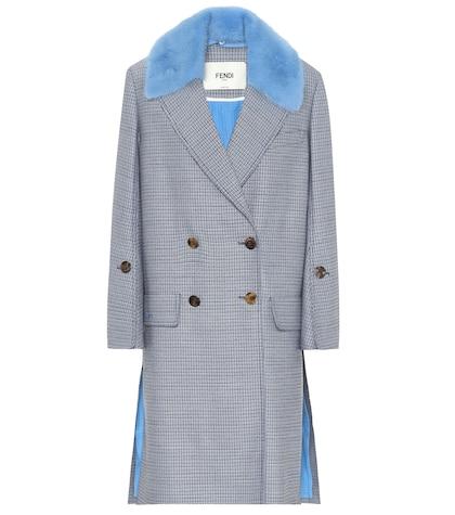 Fendi Mink Fur-trimmed Wool-blend Coat