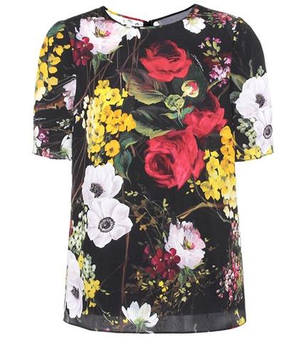 Dolce & Gabbana Floral-printed Stretch-silk Top