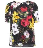 Dolce & Gabbana Floral-printed Stretch-silk Top