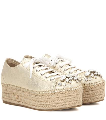Polo Ralph Lauren Embellished Leather Espadrille Sneakers