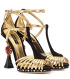 Dolce & Gabbana Embellished Metallic Leather Sandals