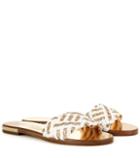 Aquazzura Weave Flat Metallic Slip-on Sandals