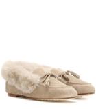 Saint Laurent Chalet Fur-trimmed Suede Slippers