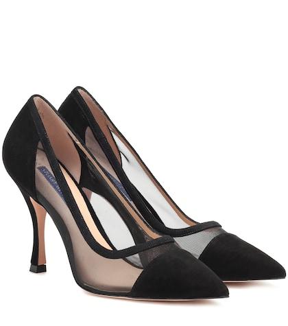 Stuart Weitzman Monroe Suede And Mesh Pumps