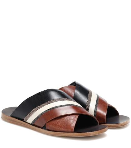 Brunello Cucinelli Embellished Leather Sandals