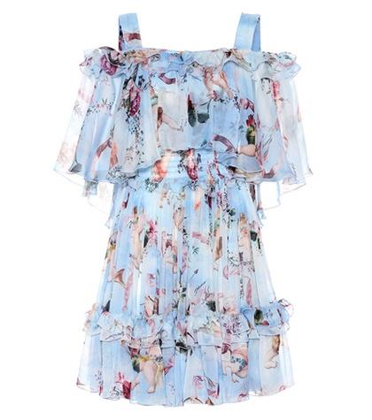 Dolce & Gabbana Floral Silk Off-the-shoulder Dress