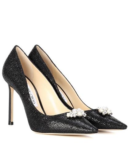 Jimmy Choo Alexa 100 Embellished Glitter Pumps