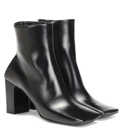 Balenciaga Double Square Leather Ankle Boots