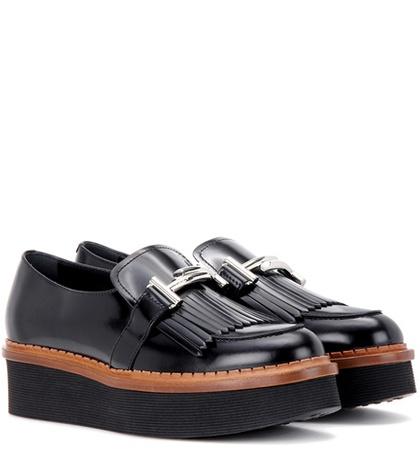 Tod's Double T Platform Leather Loafers