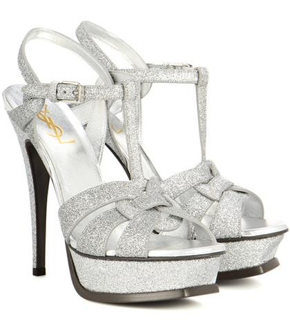 Saint Laurent Tribute 105 Glitter Platform Sandals