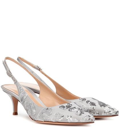 Gianvito Rossi Daze Sequined Satin Slingback Pumps