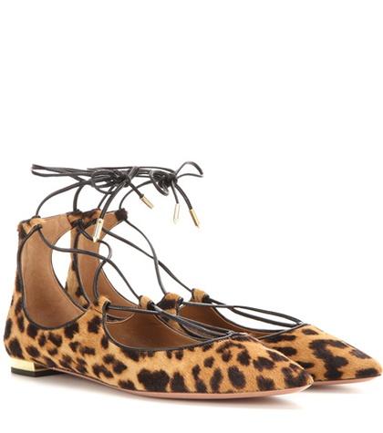 Gianvito Rossi Christy Flat Printed Calf Hair Ballerinas