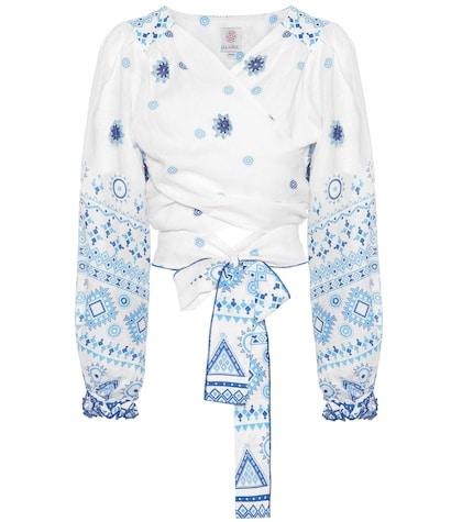 Gl Hrgel Printed Linen Wrap Top