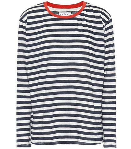 Velvet Renny Striped Cotton-blend Top