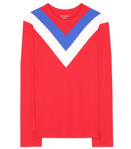 Tory Sport Chevron Long-sleeve Top