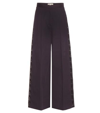 Stella Mccartney Maude Lace-trimmed Wide-leg Cotton Trousers