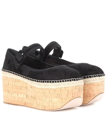 Miu Miu Platform Suede Ballerina Shoes