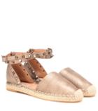 Nike Valentino Garavani Rockstud Double Metallic Leather Espadrilles