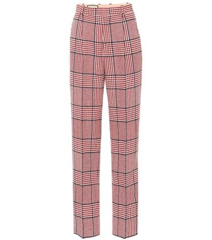 Ganni Plaid Wool-blend Pants