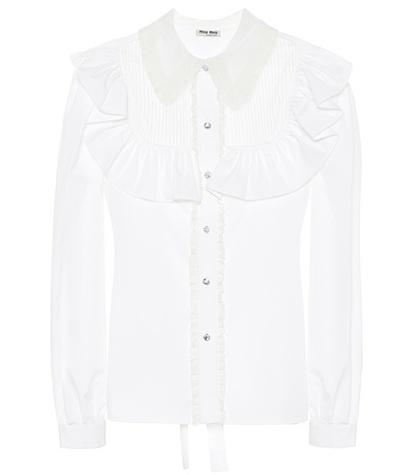 Miu Miu Crystal-embellished Cotton Blouse