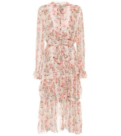 Zimmermann Folly Neck Floral-printed Silk Dress