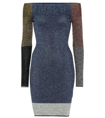 Christopher Kane Lamé Off-the-shoulder Dress