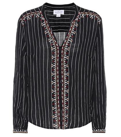 Roger Vivier Remi Embellished Striped Shirt