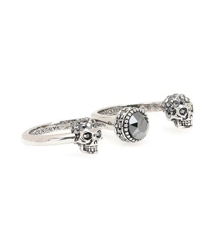 Christian Louboutin Double Mini Skull Embellished Ring