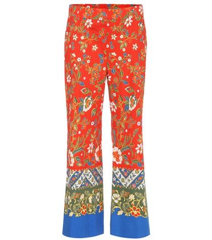 Tory Burch Dayton Printed Cotton Cropped Trousers
