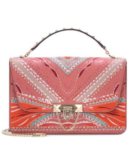 Valentino Valentino Garavani Demilune Embroidered Leather Shoulder Bag