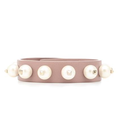 Valentino Valentino Garavani Rockstud Pearl Leather Cuff