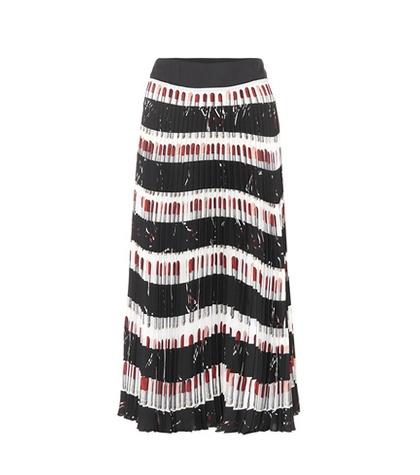 Prada Lipstick-printed Pleated Midi Skirt