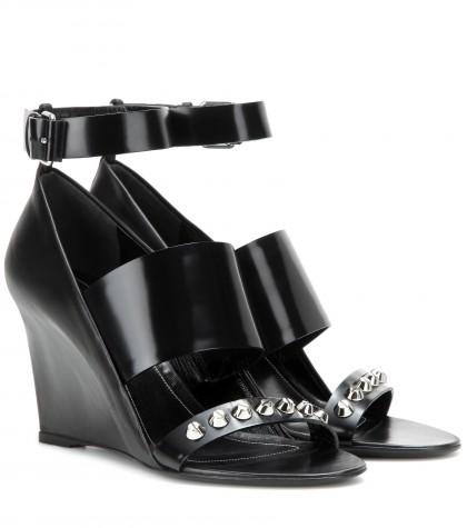 Balenciaga Embellished Leather Wedge Sandals